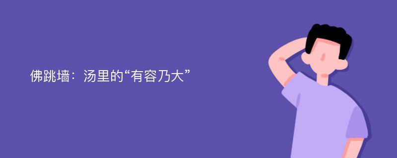 佛跳墙：汤里的“有容乃大”