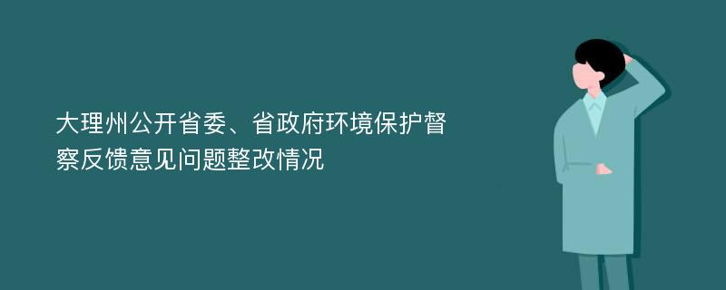 大理州公开省委、省政府环境保护督察反馈意见问题整改情况