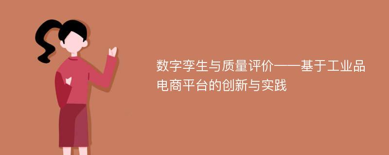 数字孪生与质量评价——基于工业品电商平台的创新与实践