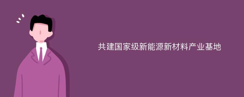 共建国家级新能源新材料产业基地