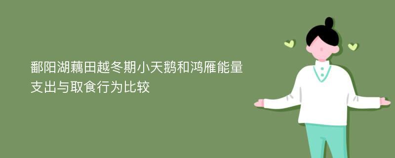 鄱阳湖藕田越冬期小天鹅和鸿雁能量支出与取食行为比较