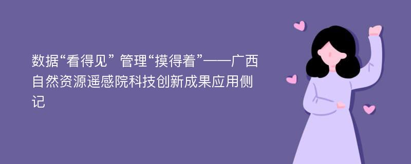 数据“看得见” 管理“摸得着”——广西自然资源遥感院科技创新成果应用侧记