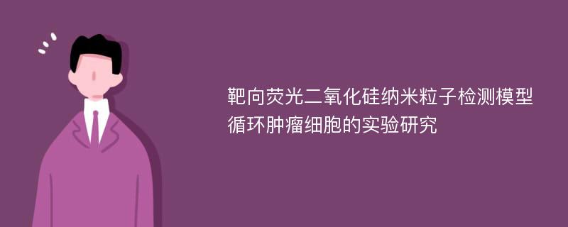 靶向荧光二氧化硅纳米粒子检测模型循环肿瘤细胞的实验研究