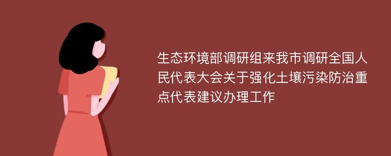 生态环境部调研组来我市调研全国人民代表大会关于强化土壤污染防治重点代表建议办理工作