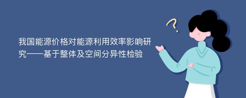 我国能源价格对能源利用效率影响研究——基于整体及空间分异性检验