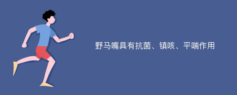 野马嘴具有抗菌、镇咳、平喘作用