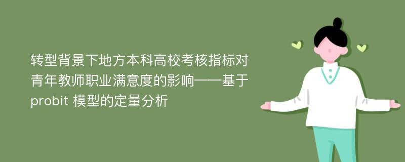 转型背景下地方本科高校考核指标对青年教师职业满意度的影响——基于probit 模型的定量分析