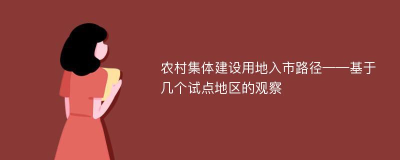 农村集体建设用地入市路径——基于几个试点地区的观察