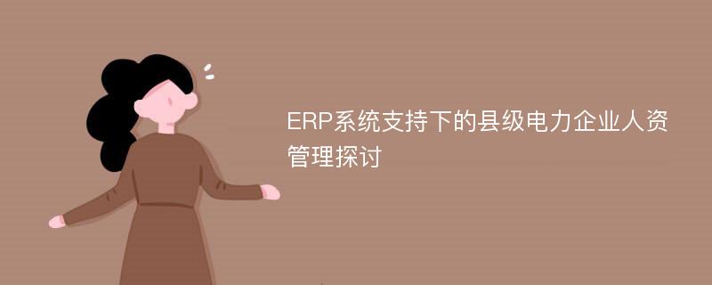 ERP系统支持下的县级电力企业人资管理探讨