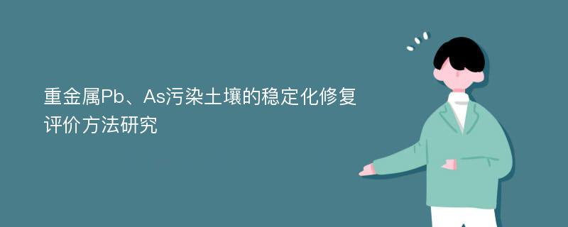 重金属Pb、As污染土壤的稳定化修复评价方法研究