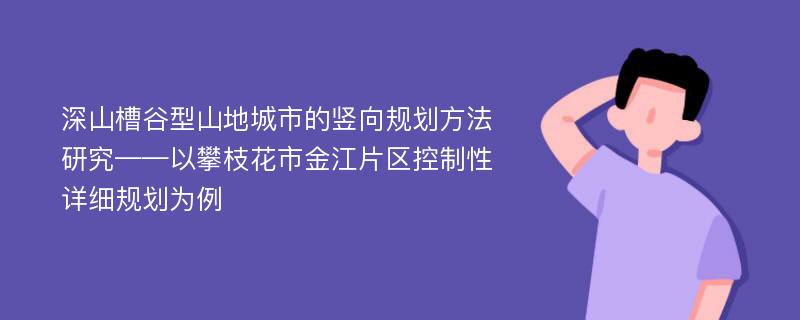 深山槽谷型山地城市的竖向规划方法研究——以攀枝花市金江片区控制性详细规划为例