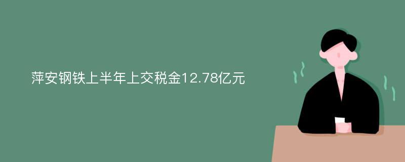 萍安钢铁上半年上交税金12.78亿元