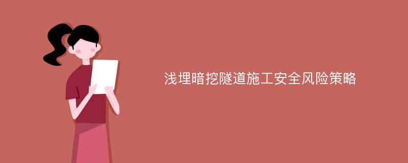 浅埋暗挖隧道施工安全风险策略