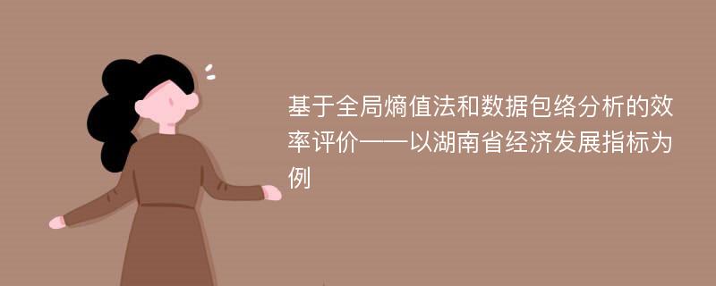 基于全局熵值法和数据包络分析的效率评价——以湖南省经济发展指标为例