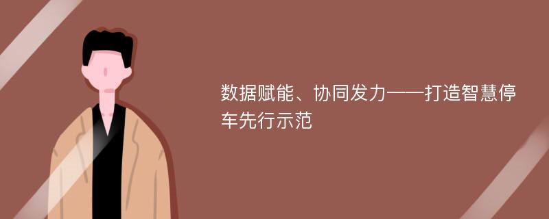 数据赋能、协同发力——打造智慧停车先行示范