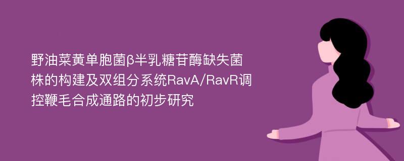 野油菜黄单胞菌β半乳糖苷酶缺失菌株的构建及双组分系统RavA/RavR调控鞭毛合成通路的初步研究