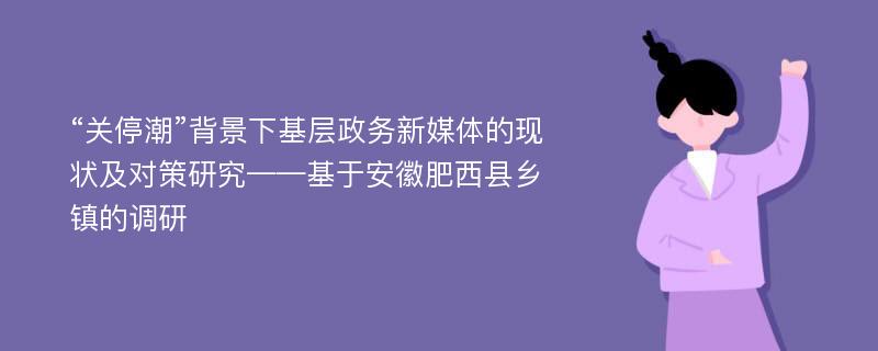 “关停潮”背景下基层政务新媒体的现状及对策研究——基于安徽肥西县乡镇的调研