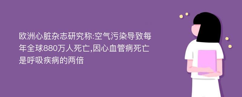 欧洲心脏杂志研究称:空气污染导致每年全球880万人死亡,因心血管病死亡是呼吸疾病的两倍