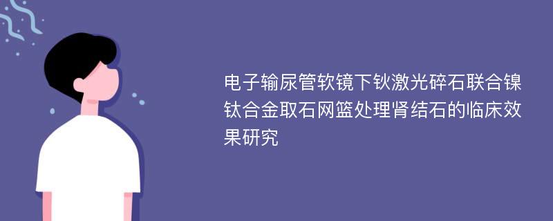 电子输尿管软镜下钬激光碎石联合镍钛合金取石网篮处理肾结石的临床效果研究