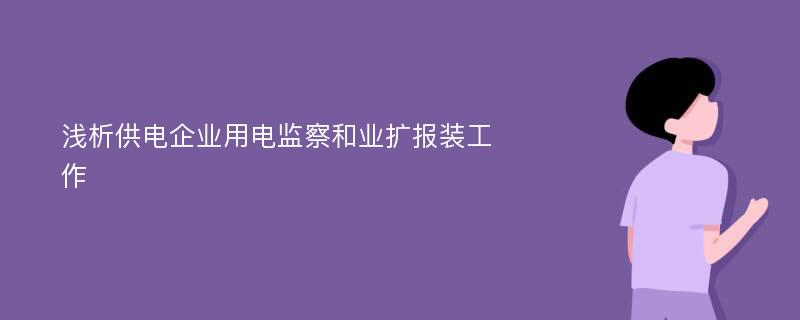 浅析供电企业用电监察和业扩报装工作