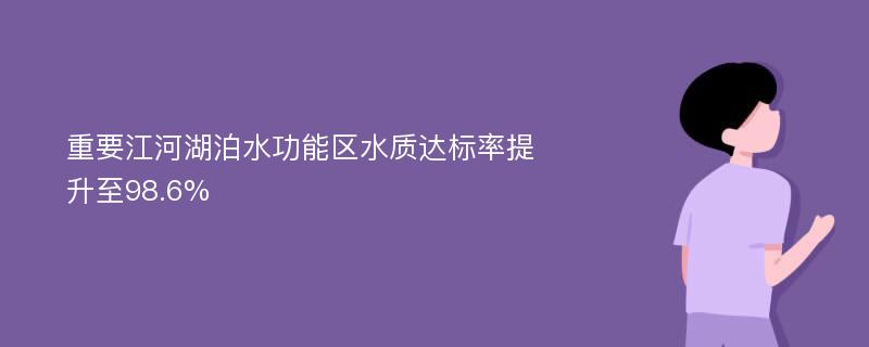 重要江河湖泊水功能区水质达标率提升至98.6%