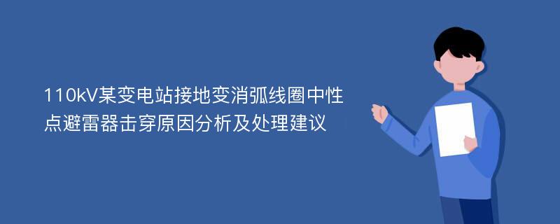 110kV某变电站接地变消弧线圈中性点避雷器击穿原因分析及处理建议