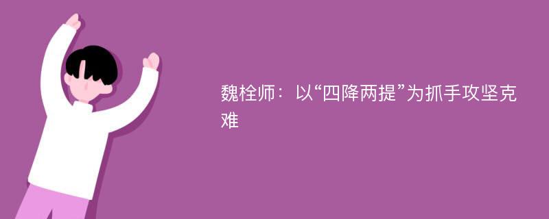 魏栓师：以“四降两提”为抓手攻坚克难