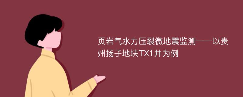 页岩气水力压裂微地震监测——以贵州扬子地块TX1井为例