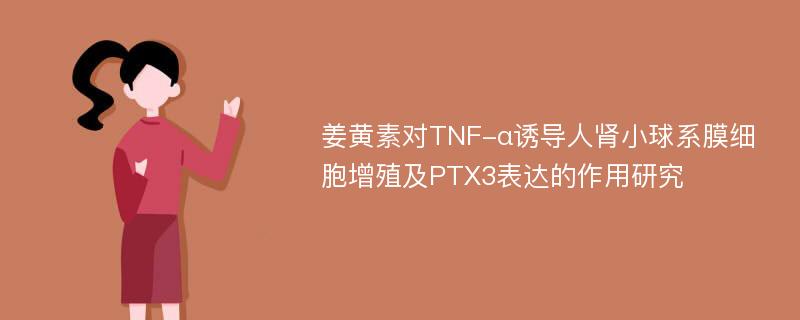 姜黄素对TNF-α诱导人肾小球系膜细胞增殖及PTX3表达的作用研究