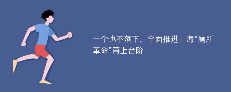 一个也不落下，全面推进上海“厕所革命”再上台阶