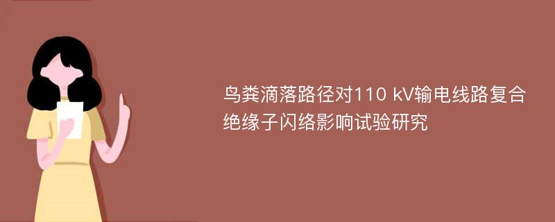 鸟粪滴落路径对110 kV输电线路复合绝缘子闪络影响试验研究