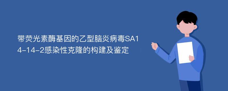 带荧光素酶基因的乙型脑炎病毒SA14-14-2感染性克隆的构建及鉴定