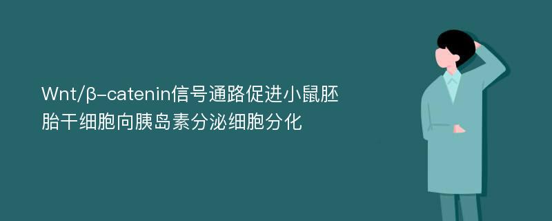 Wnt/β-catenin信号通路促进小鼠胚胎干细胞向胰岛素分泌细胞分化