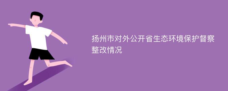 扬州市对外公开省生态环境保护督察整改情况