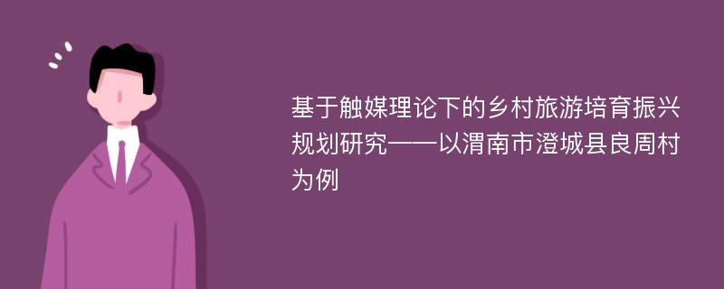 基于触媒理论下的乡村旅游培育振兴规划研究——以渭南市澄城县良周村为例