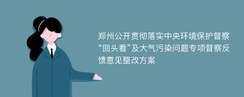 郑州公开贯彻落实中央环境保护督察“回头看”及大气污染问题专项督察反馈意见整改方案