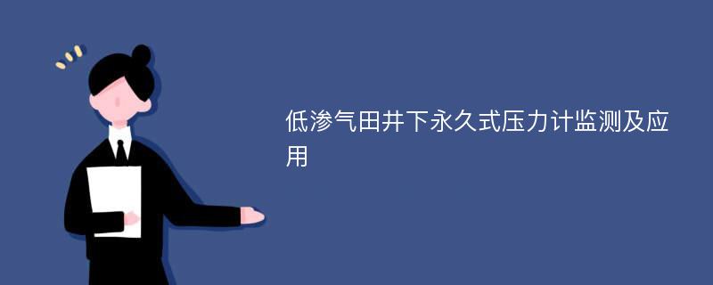 低渗气田井下永久式压力计监测及应用