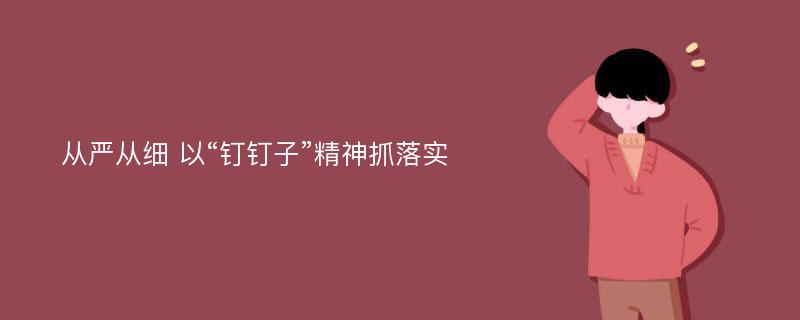 从严从细 以“钉钉子”精神抓落实