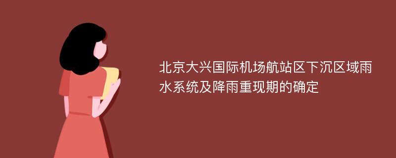 北京大兴国际机场航站区下沉区域雨水系统及降雨重现期的确定