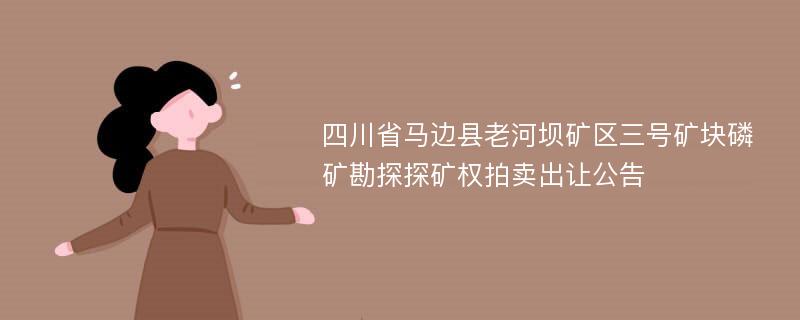 四川省马边县老河坝矿区三号矿块磷矿勘探探矿权拍卖出让公告