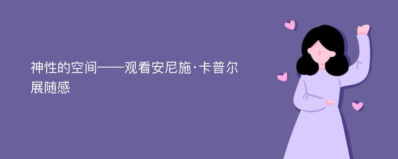 神性的空间——观看安尼施·卡普尔展随感