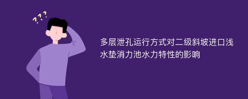 多层泄孔运行方式对二级斜坡进口浅水垫消力池水力特性的影响