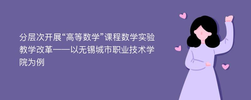 分层次开展“高等数学”课程数学实验教学改革——以无锡城市职业技术学院为例