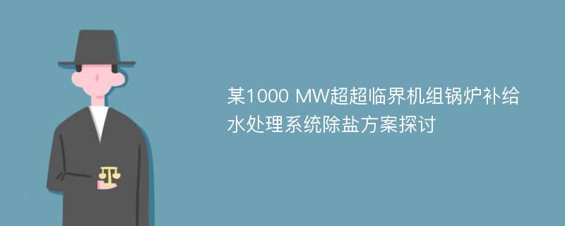 某1000 MW超超临界机组锅炉补给水处理系统除盐方案探讨