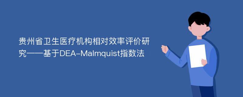 贵州省卫生医疗机构相对效率评价研究——基于DEA-Malmquist指数法