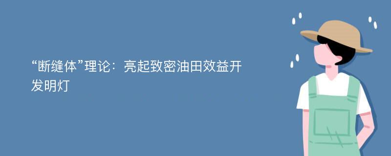 “断缝体”理论：亮起致密油田效益开发明灯