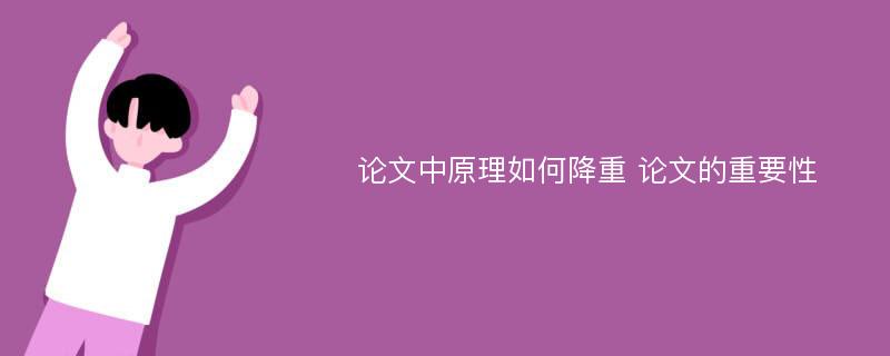 论文中原理如何降重 论文的重要性