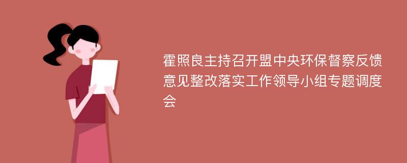 霍照良主持召开盟中央环保督察反馈意见整改落实工作领导小组专题调度会