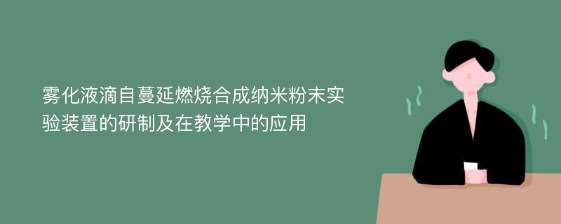 雾化液滴自蔓延燃烧合成纳米粉末实验装置的研制及在教学中的应用