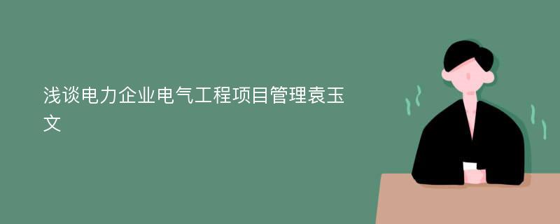 浅谈电力企业电气工程项目管理袁玉文